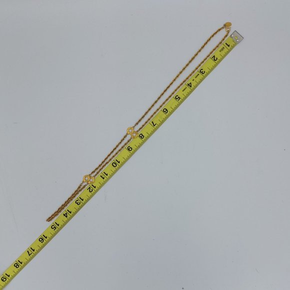 Roget TM Gold Toned Twisted Link 30" Long Necklace Chain Satellite Rings Vintage - Picture 7 of 7